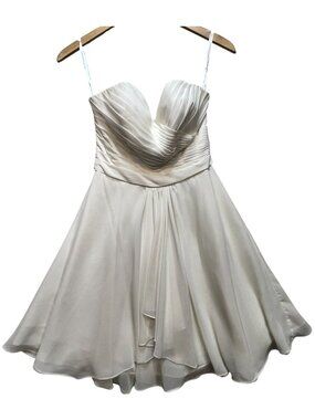 Mori Lee Women's Short Chiffon Wedding Dress Sweetheart Neck Back Zip White